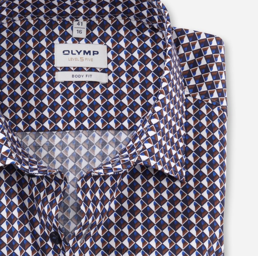 OLYMP Level Five Body Fit Business Shirt New York Kent Reddish Brown H2P42H535 Clothing