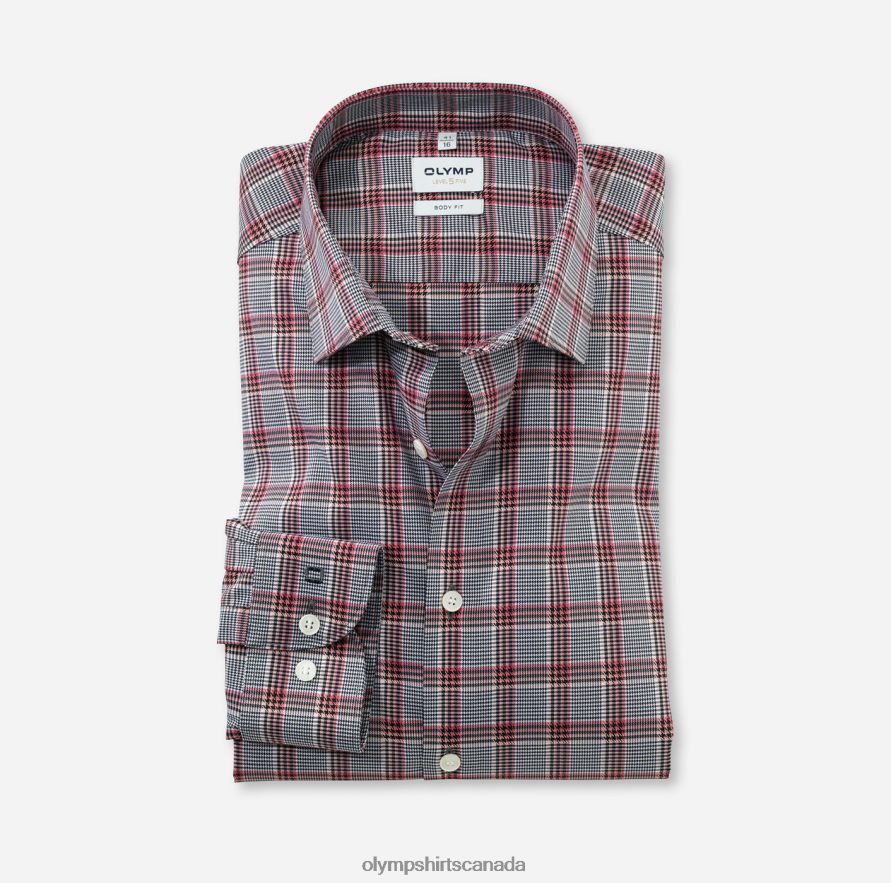OLYMP Level Five Body Fit Business Shirt New York Kent Rosewood H2P42H623 Clothing