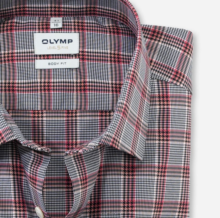 OLYMP Level Five Body Fit Business Shirt New York Kent Rosewood H2P42H623 Clothing