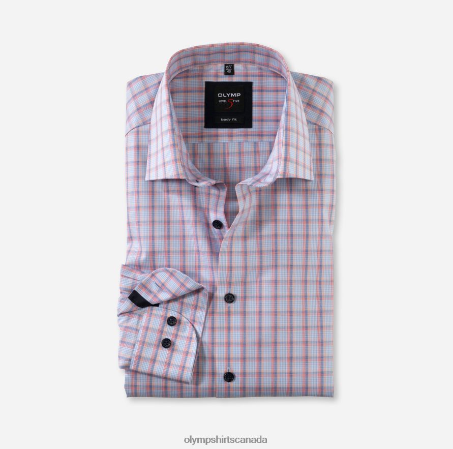 OLYMP Level Five Body Fit Business Shirt New York Kent Salmon H2P42H812 Clothing