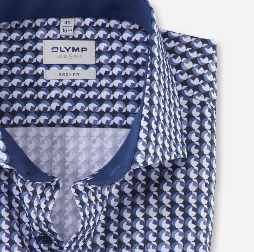 OLYMP Level Five Body Fit Business Shirt Royal Kent Marine H2P42H450 Clothing