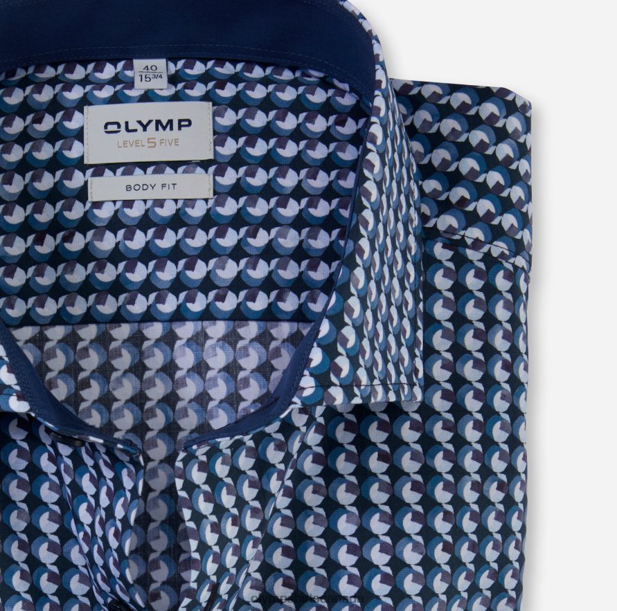 OLYMP Level Five Body Fit Business Shirt Royal Kent Marine H2P42H485 Clothing