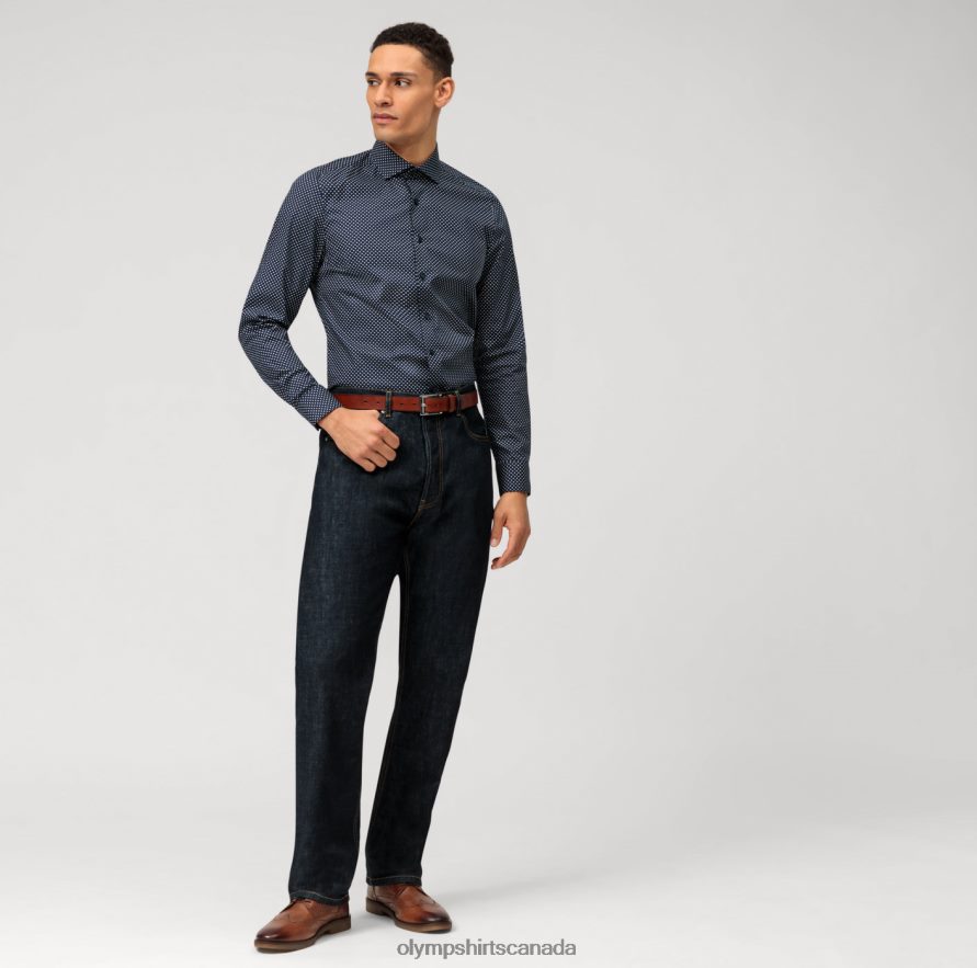 OLYMP Level Five Body Fit Business Shirt Royal Kent Marine H2P42H636 Clothing