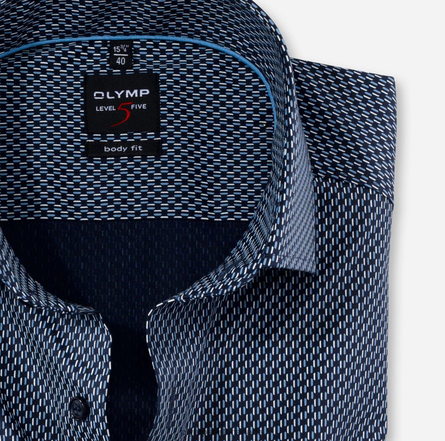 OLYMP Level Five Body Fit Business Shirt Royal Kent Marine H2P42H813 Clothing