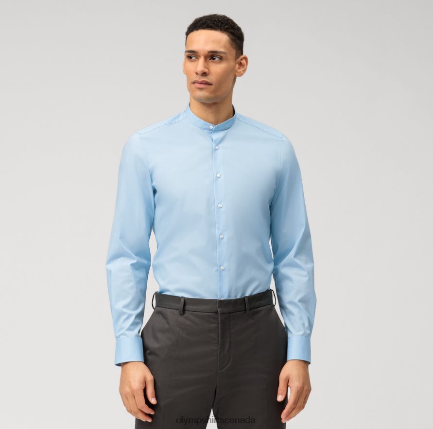 OLYMP Level Five Body Fit Business Shirt Stand-Up Collar Light Blue H2P42H574 Clothing