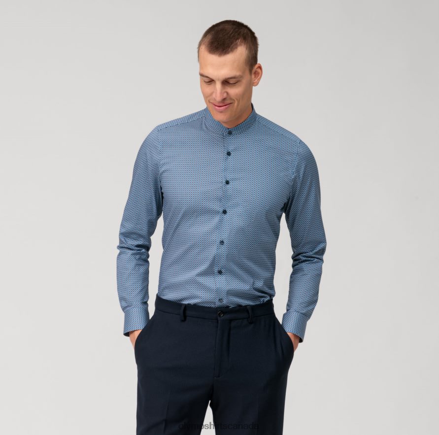 OLYMP Level Five Body Fit Business Shirt Stand-Up Collar Marine H2P42H525 Clothing