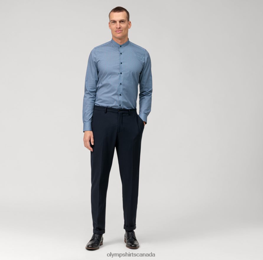 OLYMP Level Five Body Fit Business Shirt Stand-Up Collar Marine H2P42H525 Clothing