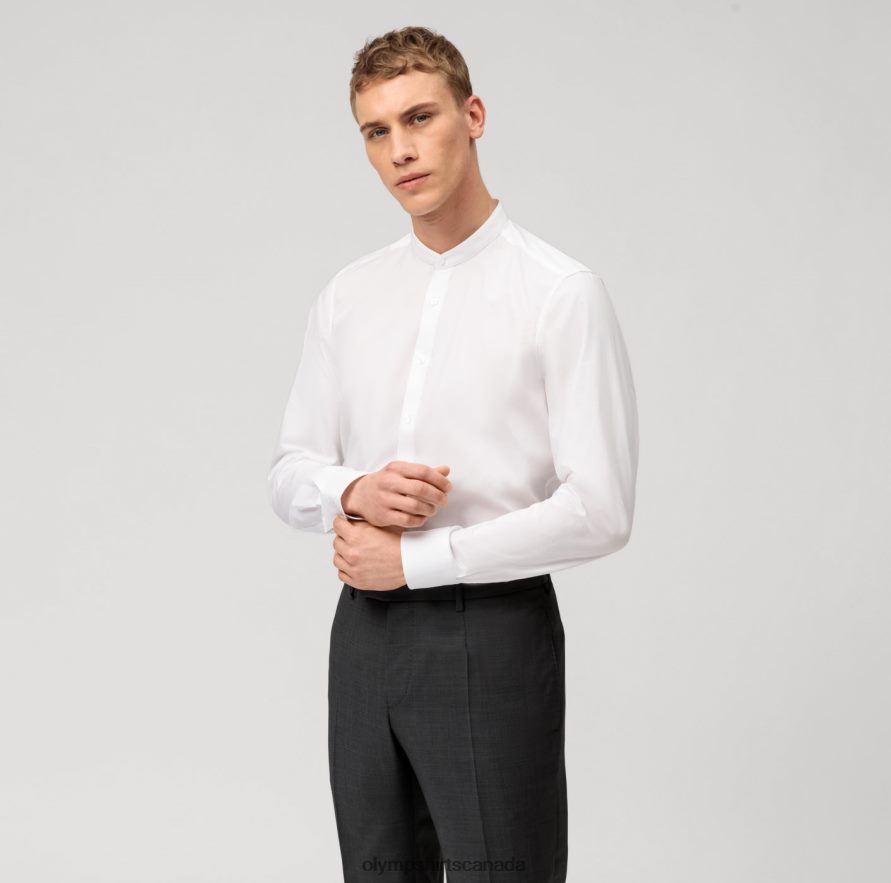 OLYMP Level Five Body Fit Business Shirt Stand-Up Collar White H2P42H677 Clothing