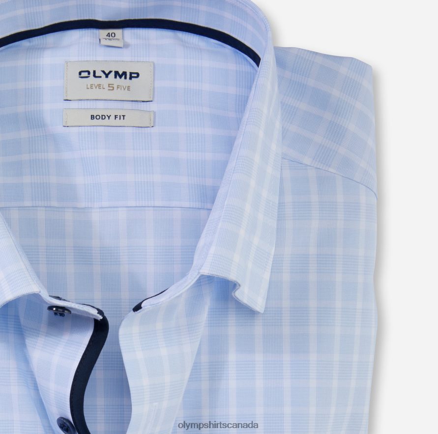 OLYMP Level Five Body Fit Business Shirt Under Button-Down Bleu H2P42H757 Clothing