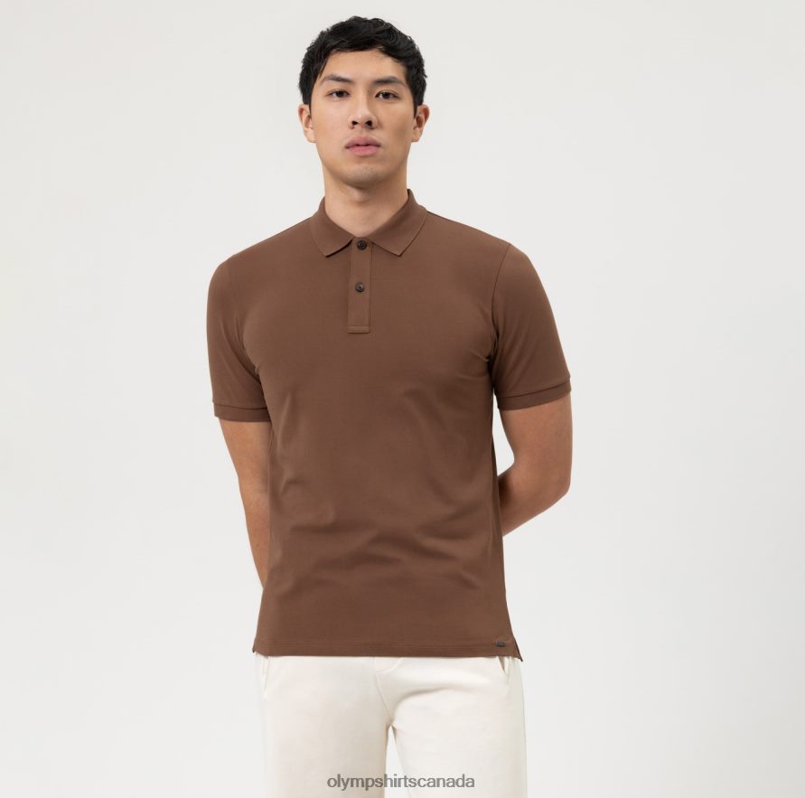 OLYMP Level Five Casual Body Fit Polo Brown H2P42H2099 Clothing