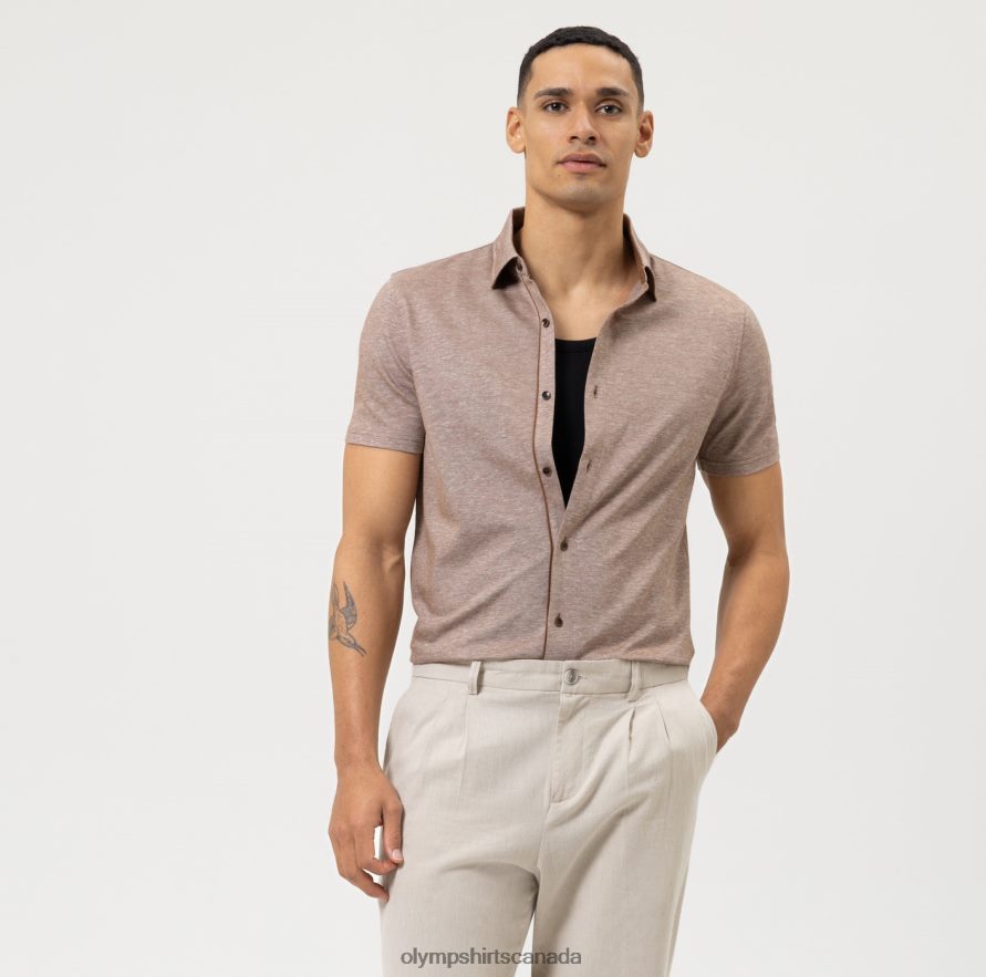 OLYMP Level Five Casual Body Fit Polo Brown H2P42H2144 Clothing