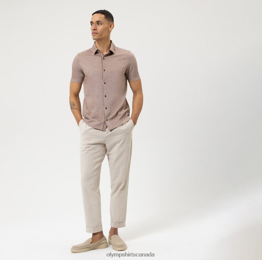 OLYMP Level Five Casual Body Fit Polo Brown H2P42H2144 Clothing