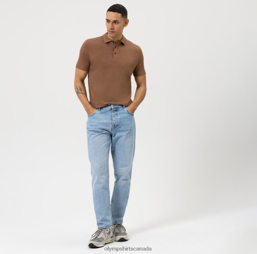 OLYMP Level Five Casual Body Fit Polo Brown H2P42H2161 Clothing