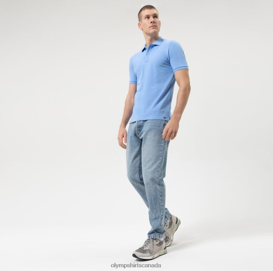 OLYMP Level Five Casual Body Fit Polo Light Blue H2P42H2154 Clothing