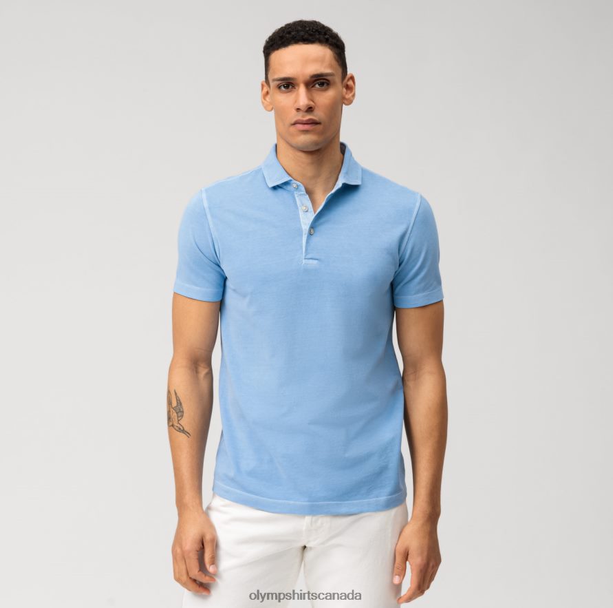 OLYMP Level Five Casual Body Fit Polo Light Blue H2P42H2168 Clothing