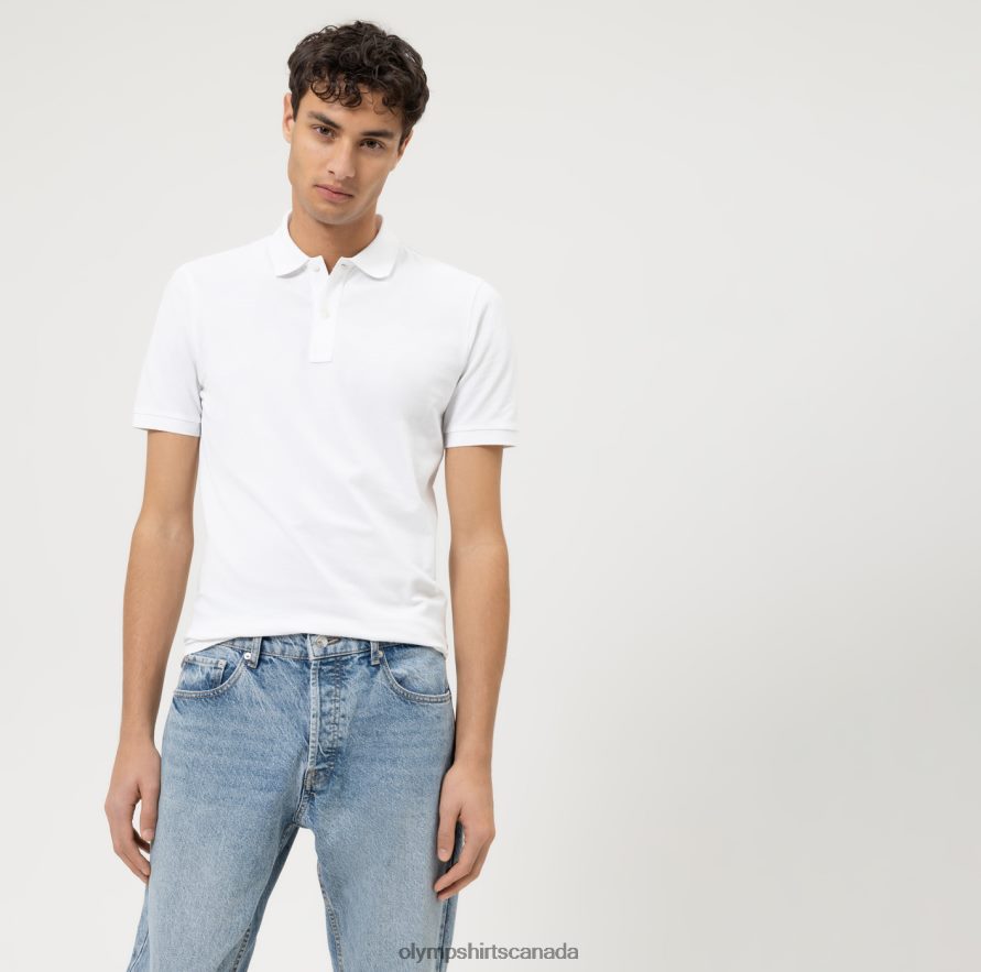 OLYMP Level Five Casual Body Fit Polo White H2P42H2166 Clothing