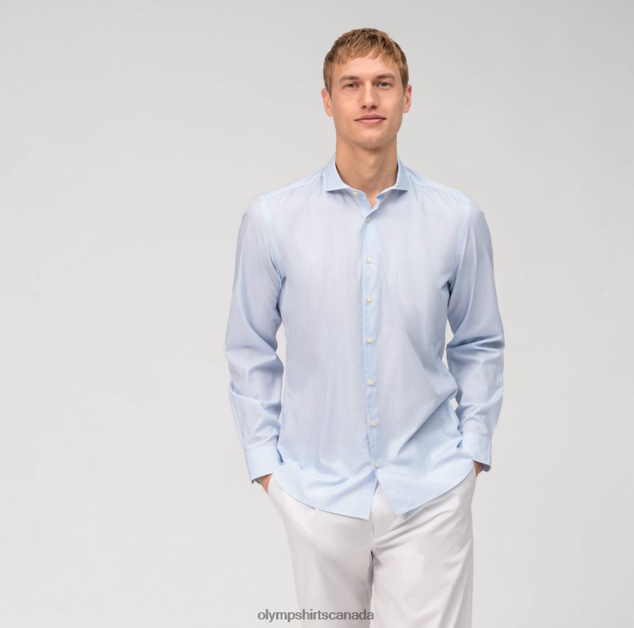 OLYMP Level Five Garment Washed Body Fit Business Shirt Cutaway Bleu H2P42H555 Clothing