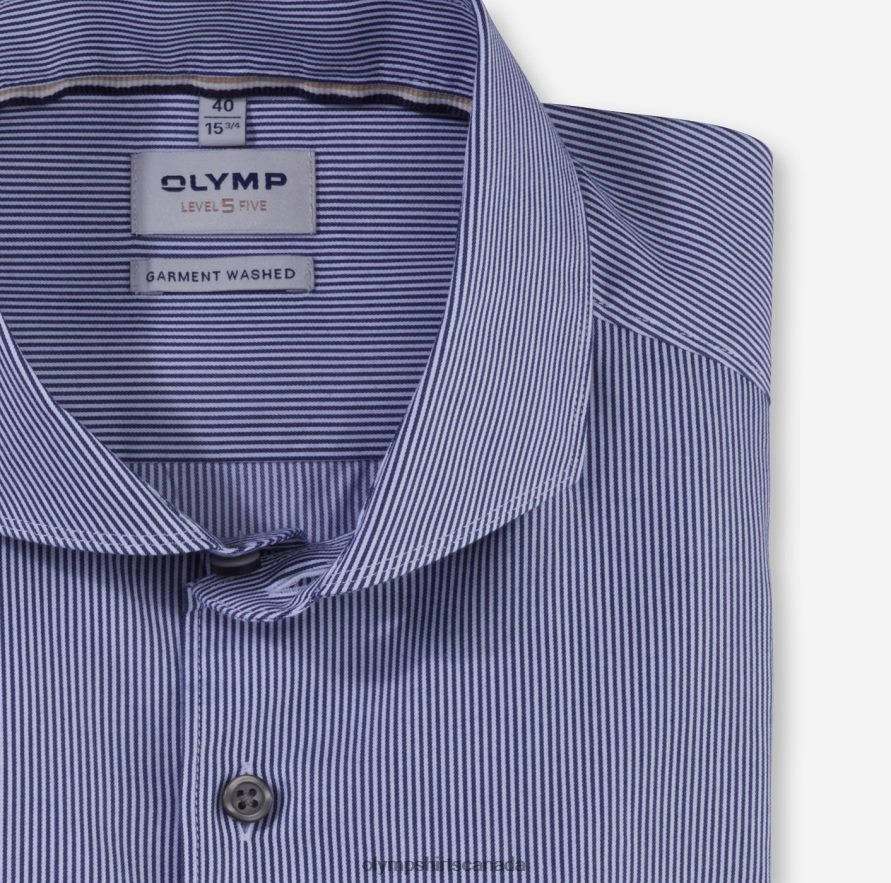 OLYMP Level Five Garment Washed Body Fit Business Shirt Cutaway Marine H2P42H572 Clothing