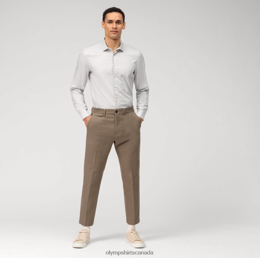 OLYMP Level Five Garment Washed Body Fit Business Shirt Kent Taupe H2P42H568 Clothing