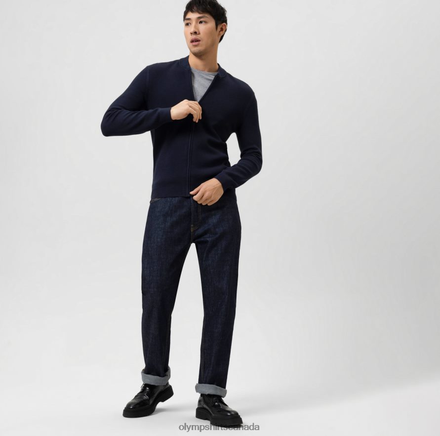 OLYMP Level Five Knitwear Body Fit Cardigan Marine H2P42H1942 Clothing