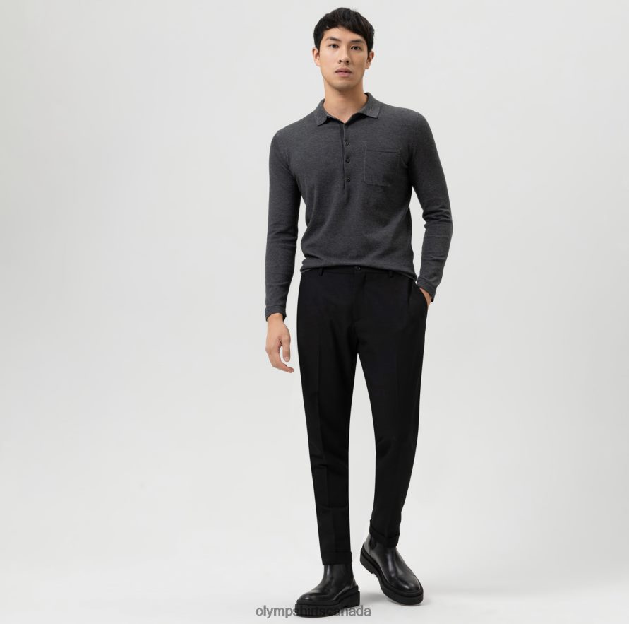 OLYMP Level Five Knitwear Body Fit Polo Collar Anthracite H2P42H1754 Clothing