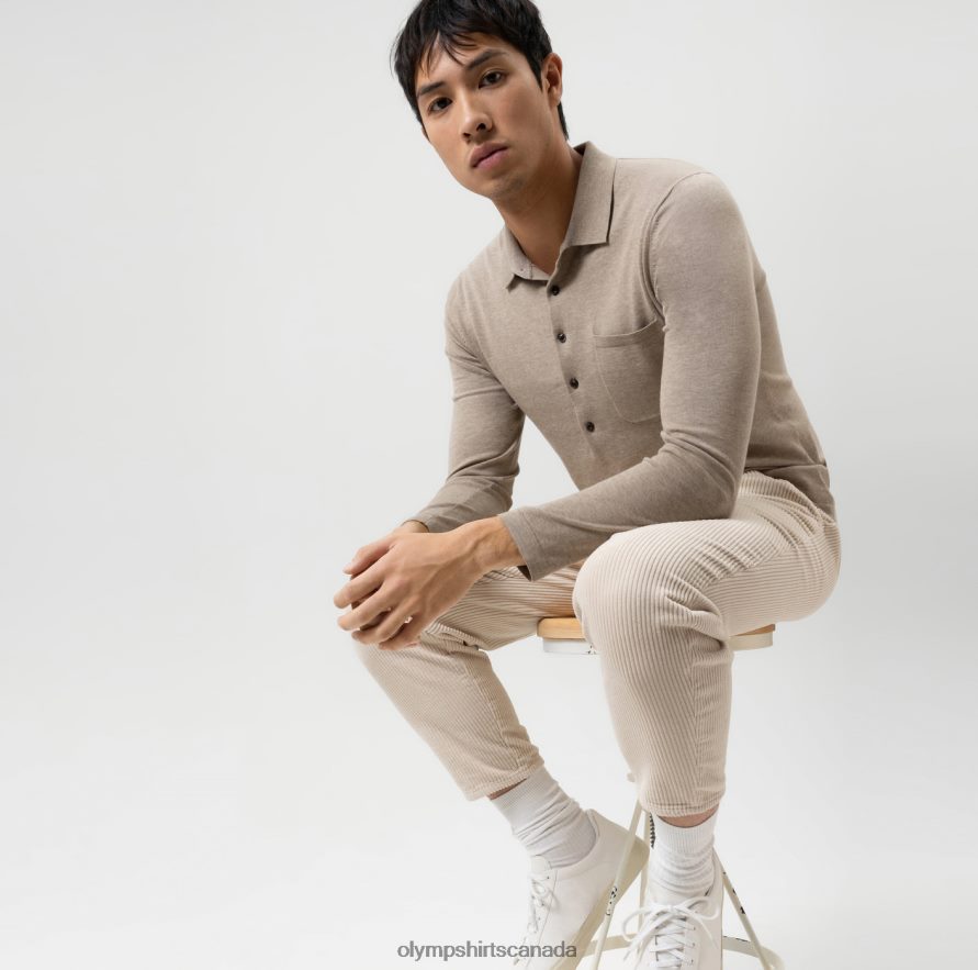 OLYMP Level Five Knitwear Body Fit Polo Collar Camel H2P42H1845 Clothing