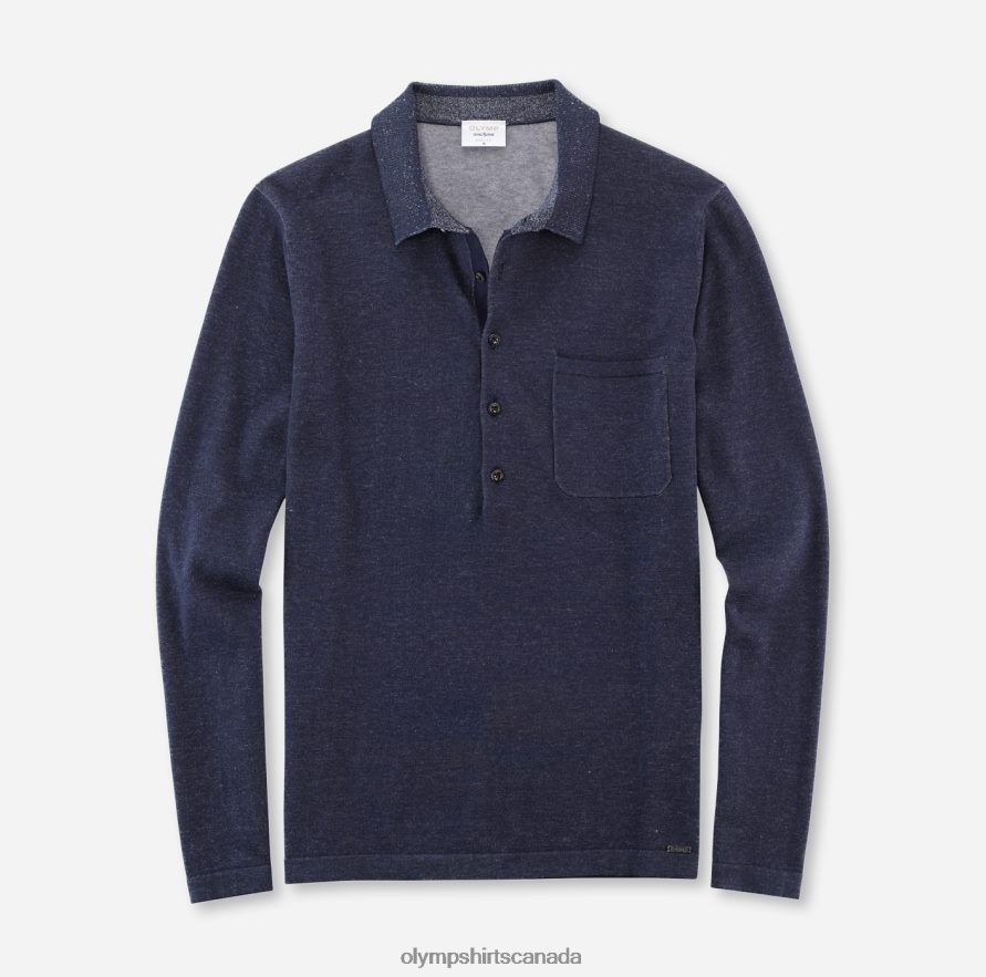OLYMP Level Five Knitwear Body Fit Polo Collar Marine H2P42H1759 Clothing
