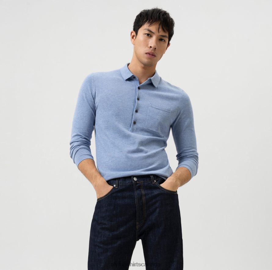 OLYMP Level Five Knitwear Body Fit Polo Collar Sky H2P42H1747 Clothing