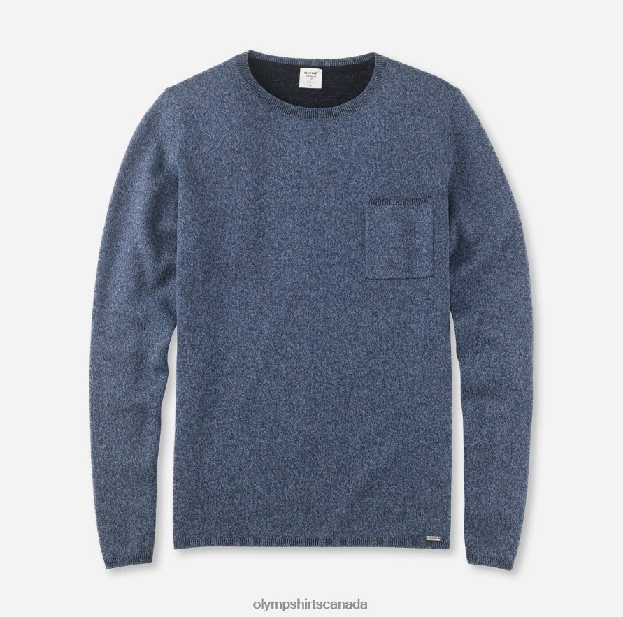 OLYMP Level Five Knitwear Body Fit Pullover Crew Neck Blue H2P42H1869 Clothing