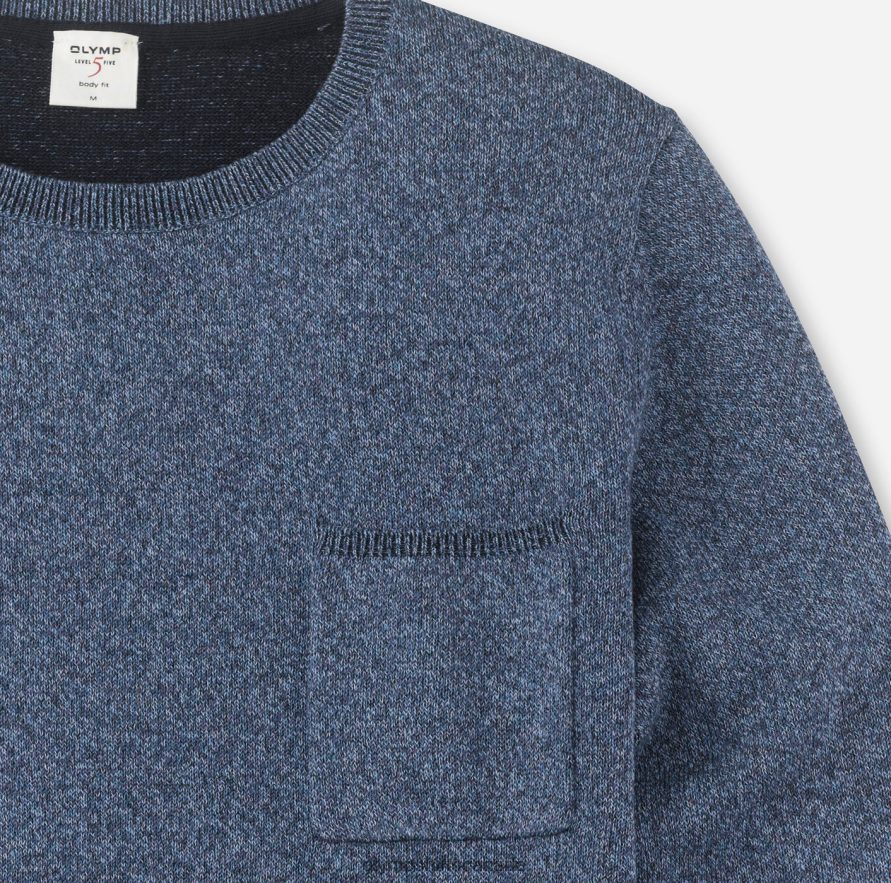 OLYMP Level Five Knitwear Body Fit Pullover Crew Neck Blue H2P42H1869 Clothing