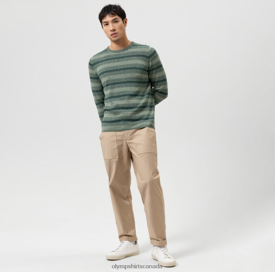 OLYMP Level Five Knitwear Body Fit Pullover Crew Neck Green H2P42H1758 Clothing