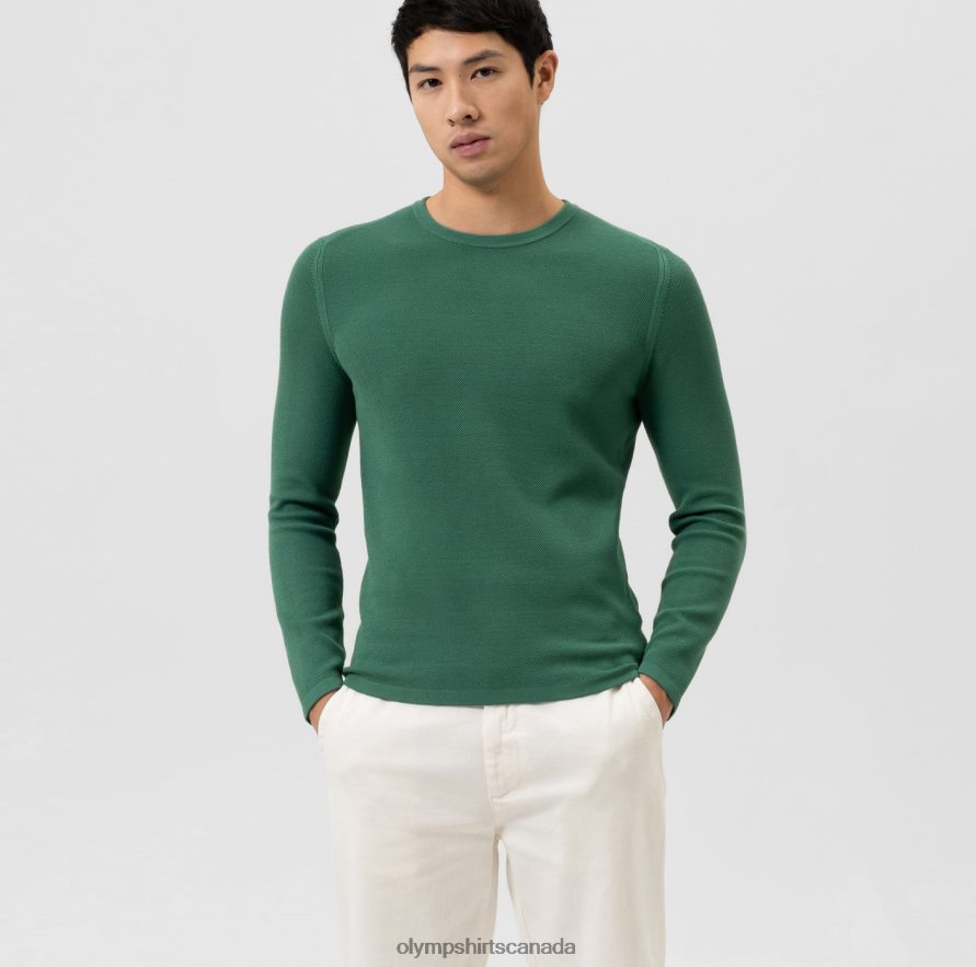 OLYMP Level Five Knitwear Body Fit Pullover Crew Neck Green H2P42H1834 Clothing