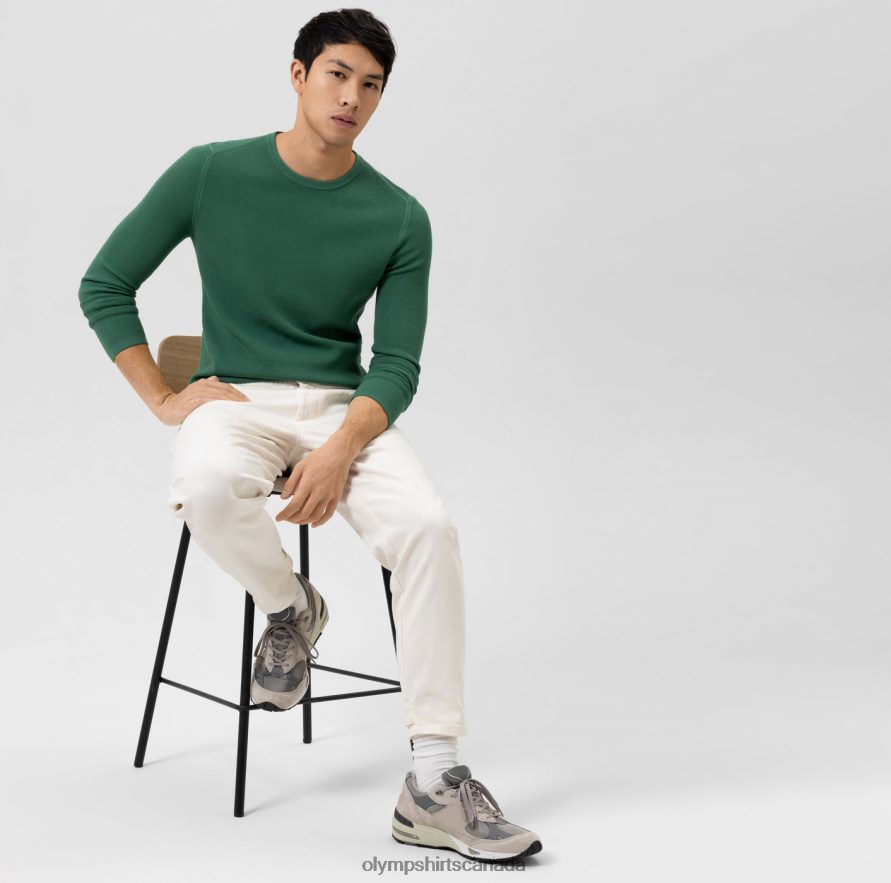 OLYMP Level Five Knitwear Body Fit Pullover Crew Neck Green H2P42H1834 Clothing