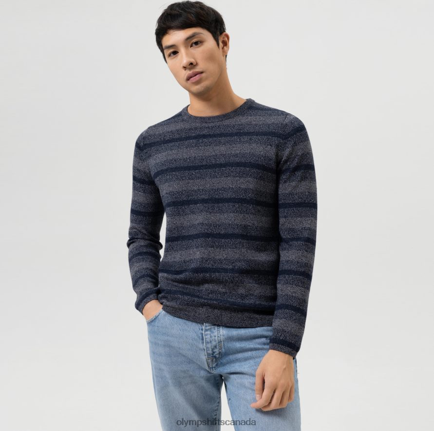 OLYMP Level Five Knitwear Body Fit Pullover Crew Neck Marine H2P42H1756 Clothing