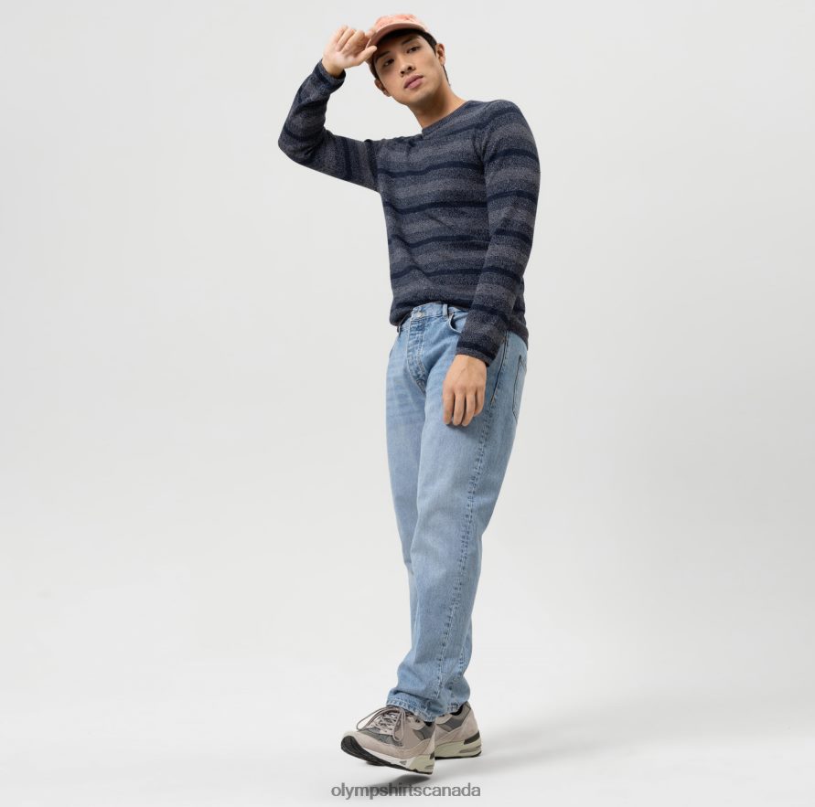 OLYMP Level Five Knitwear Body Fit Pullover Crew Neck Marine H2P42H1756 Clothing