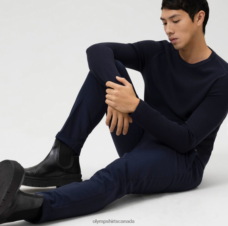 OLYMP Level Five Knitwear Body Fit Pullover Crew Neck Marine H2P42H1842 Clothing