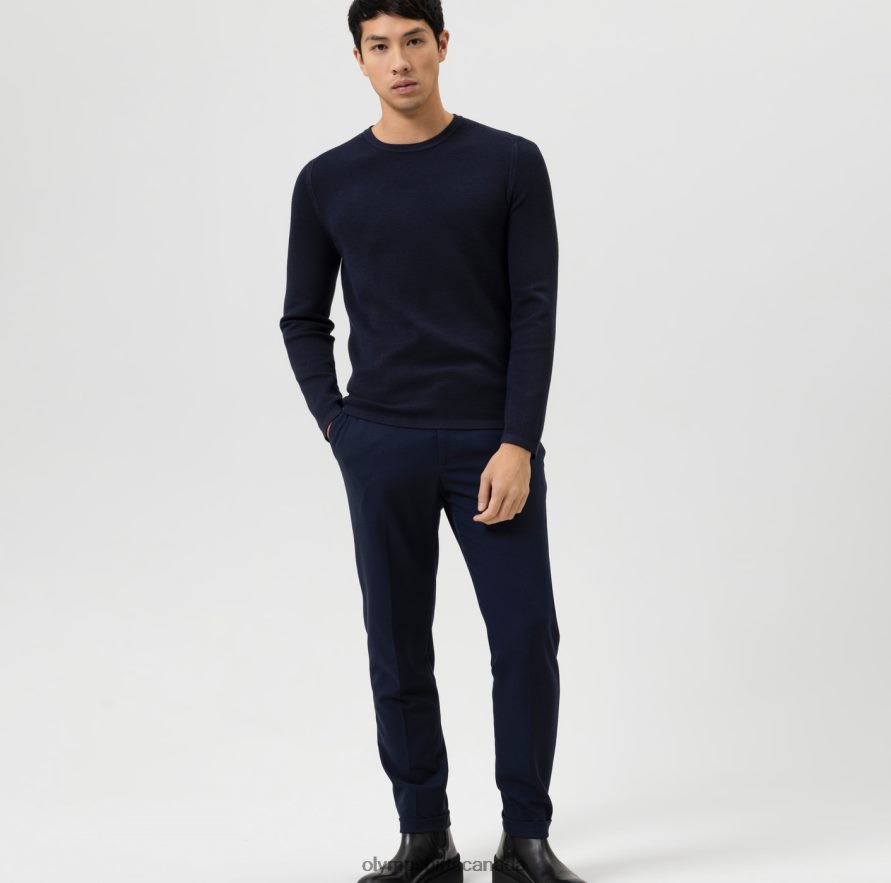 OLYMP Level Five Knitwear Body Fit Pullover Crew Neck Marine H2P42H1842 Clothing