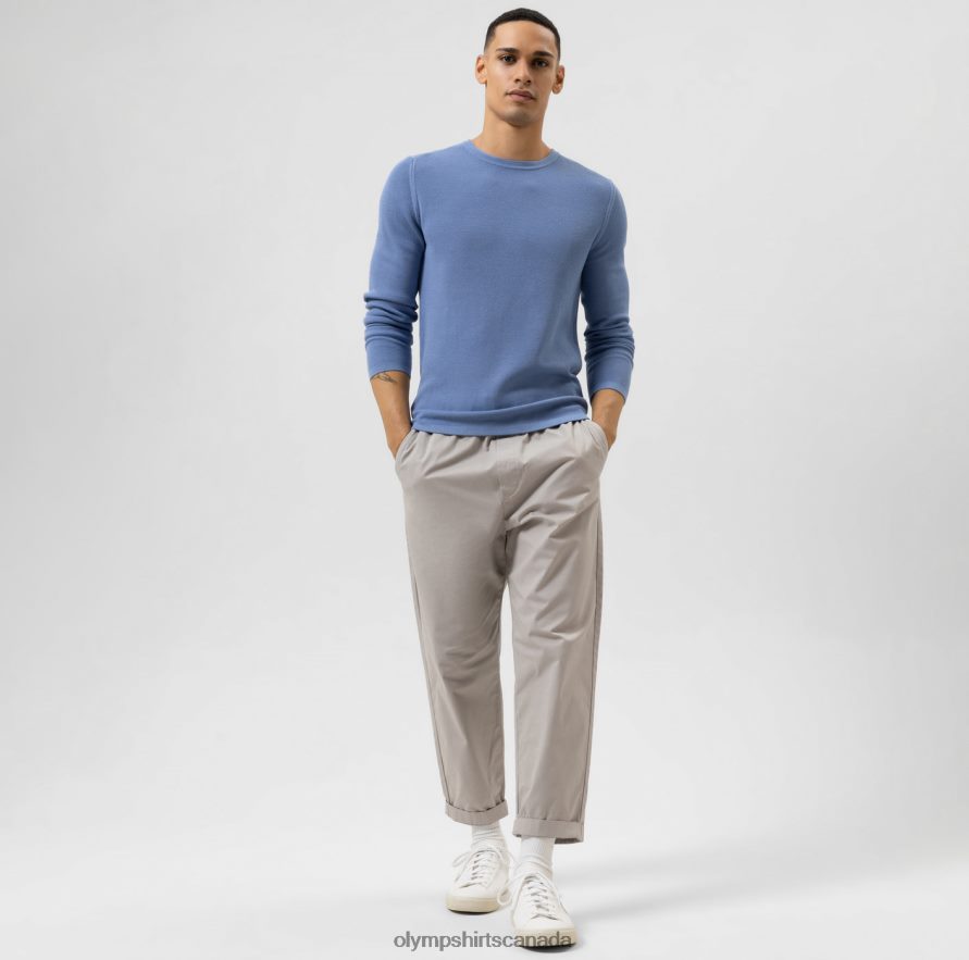 OLYMP Level Five Knitwear Body Fit Pullover Crew Neck Sky H2P42H1851 Clothing