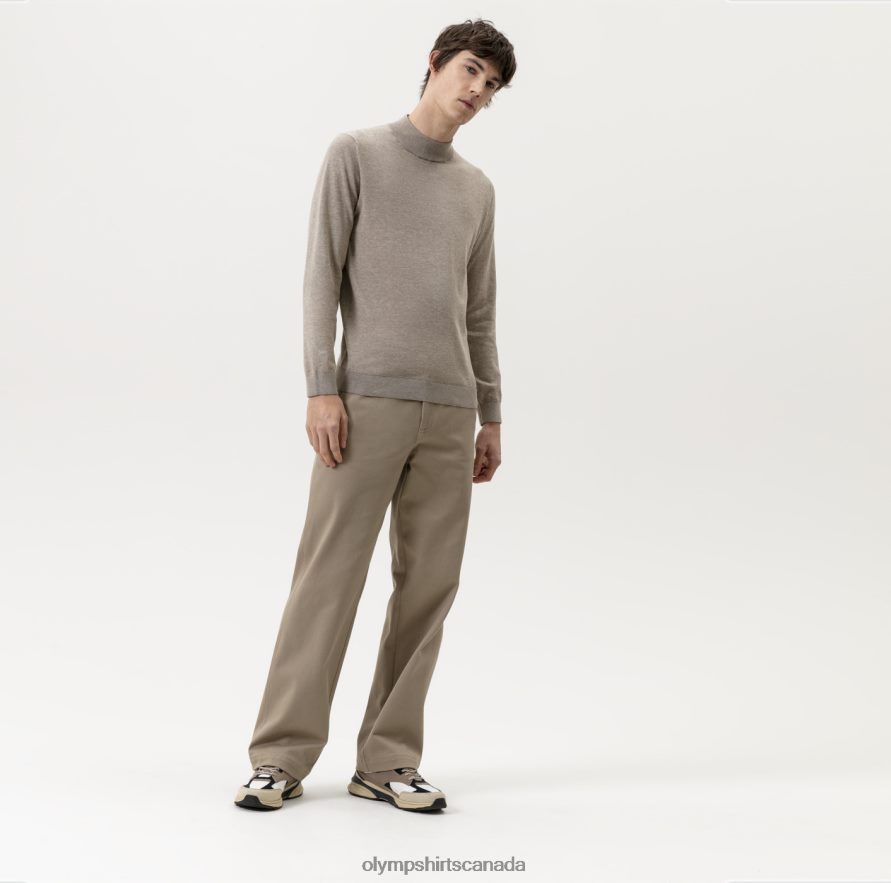 OLYMP Level Five Knitwear Body Fit Pullover Stand-Up Collar Camel H2P42H1878 Clothing