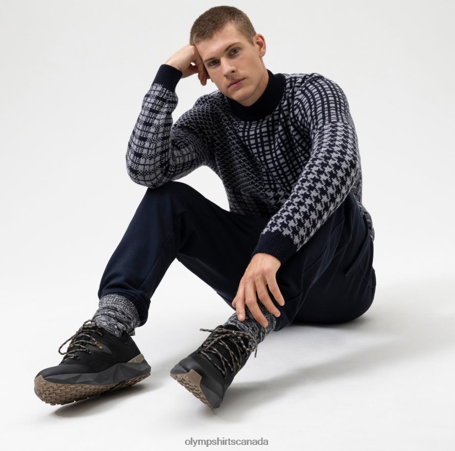 OLYMP Level Five Knitwear Body Fit Pullover Stand-Up Collar Grey H2P42H1844 Clothing