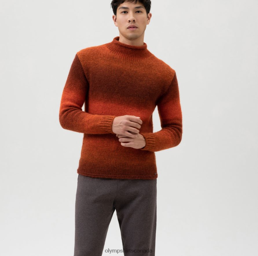OLYMP Level Five Knitwear Body Fit Pullover Stand-Up Collar Mango H2P42H1847 Clothing