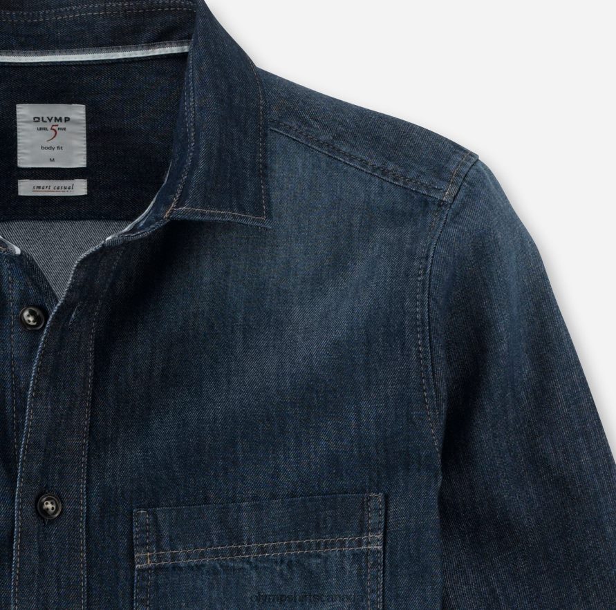 OLYMP Level Five Smart Casual Overshirt Casual Shirt Kent Marine H2P42H1983 Clothing