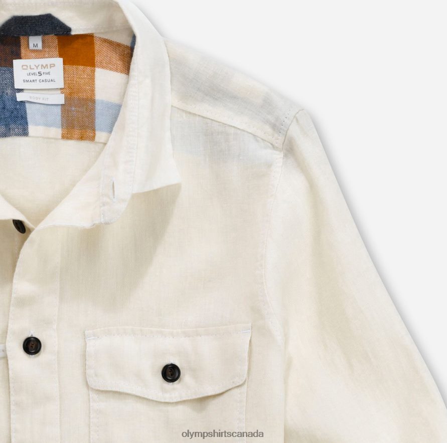 OLYMP Level Five Smart Casual Overshirt Casual Shirt Kent Off White H2P42H1950 Clothing