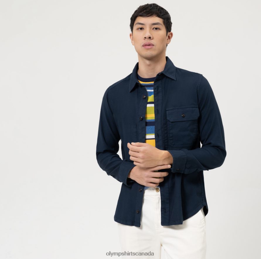 OLYMP Level Five Smart Casual Overshirt Casual Shirt Marine H2P42H1957 Clothing