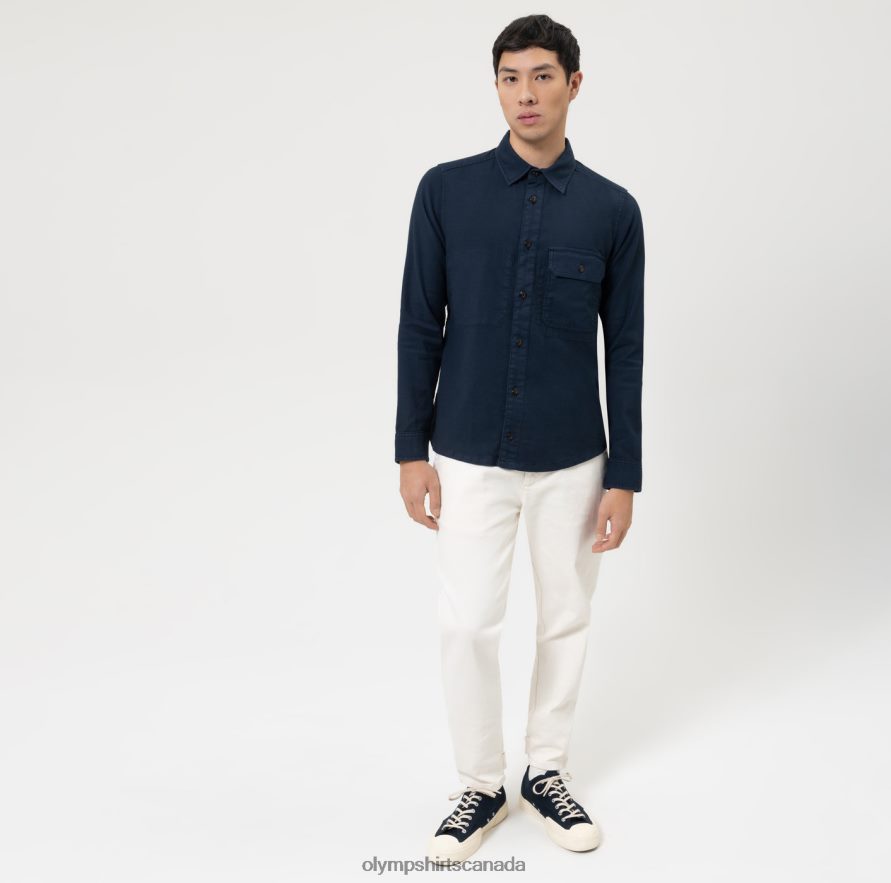 OLYMP Level Five Smart Casual Overshirt Casual Shirt Marine H2P42H1957 Clothing
