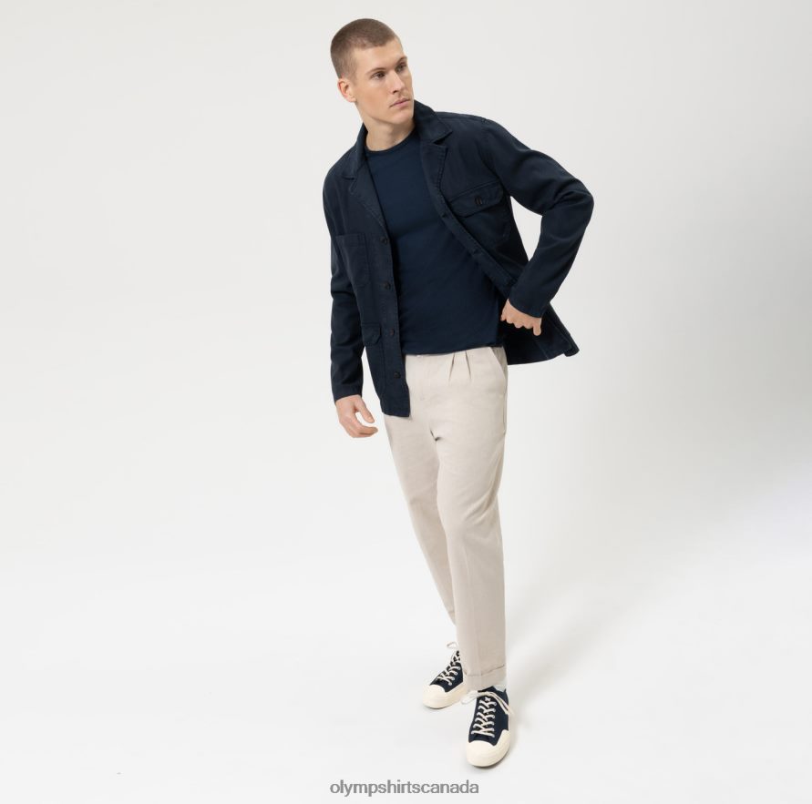 OLYMP Level Five Smart Casual Overshirt Casual Shirt Marine H2P42H1971 Clothing