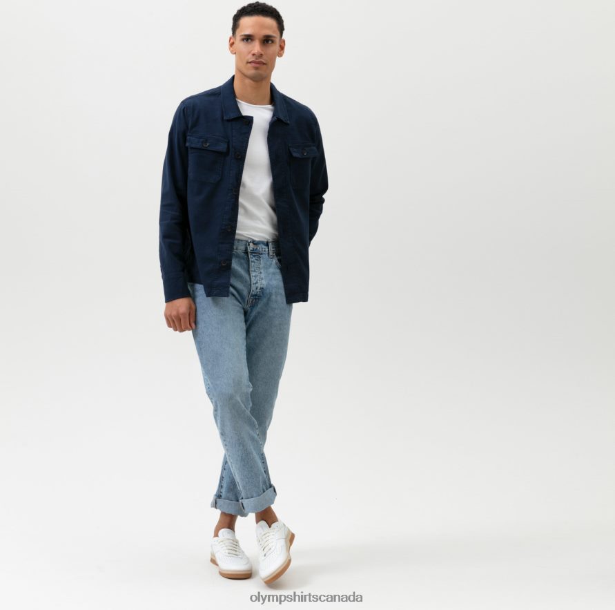 OLYMP Level Five Smart Casual Overshirt Casual Shirt Marine H2P42H1980 Clothing