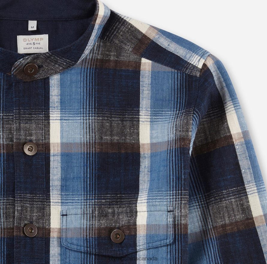 OLYMP Level Five Smart Casual Overshirt Casual Shirt Stand-Up Collar Brown H2P42H1952 Clothing