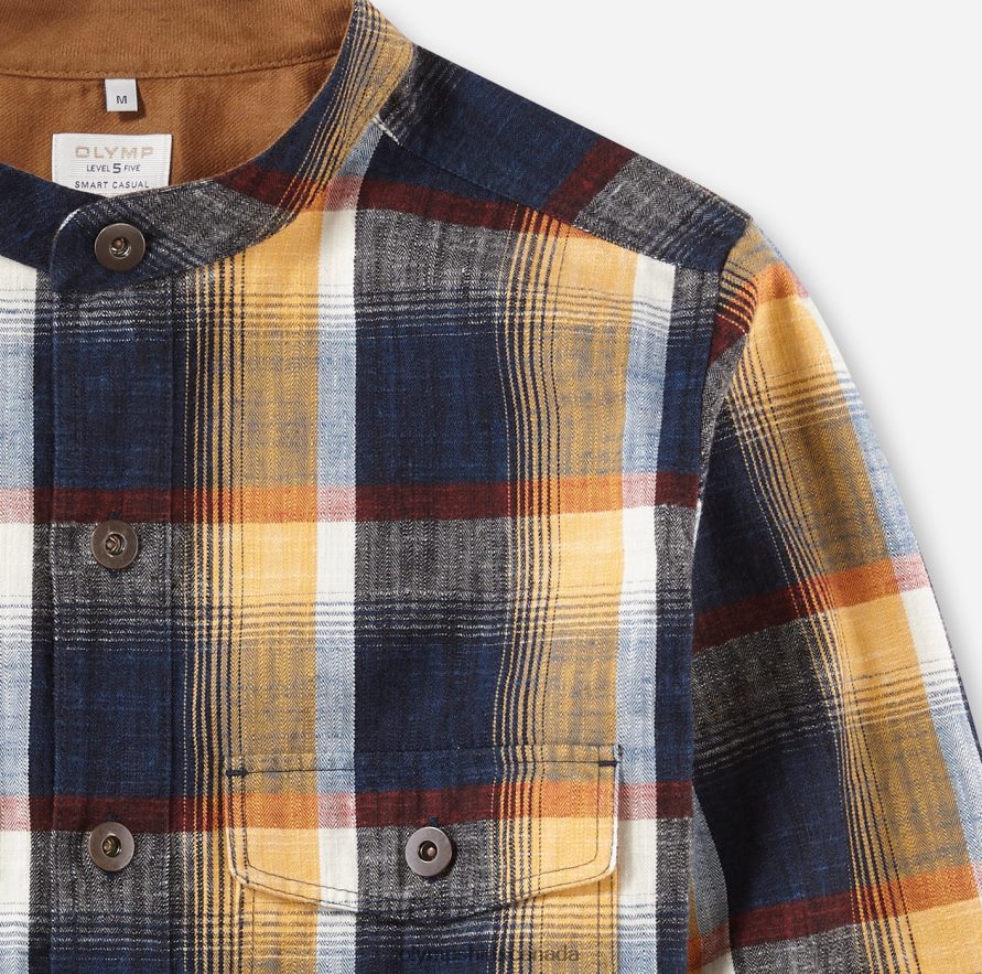 OLYMP Level Five Smart Casual Overshirt Casual Shirt Stand-Up Collar Marine H2P42H1963 Clothing