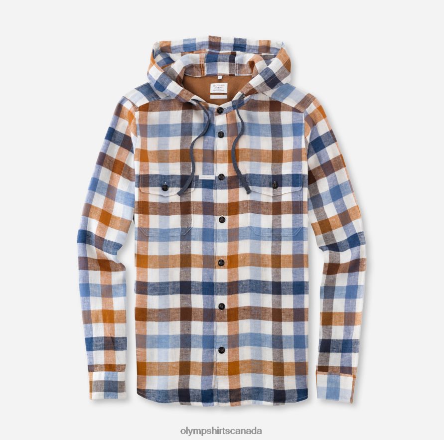 OLYMP Level Five Smart Casual Overshirt Casual Shirt Stand-Up Collar Marine H2P42H1977 Clothing